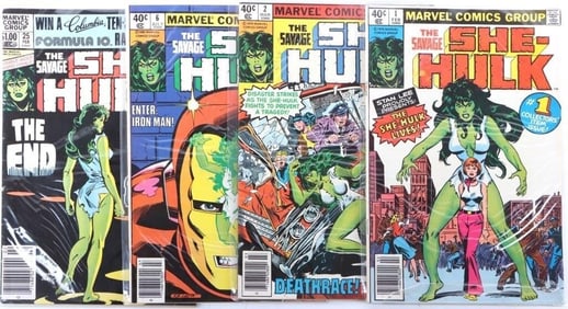 SAVAGE SHE-HULK ISSUES # 1, 2, 6, AND 25 SLEEVED
