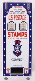 VINTAGE UNCLE SAM US POSTAGE STAMP VENDING MACHINE