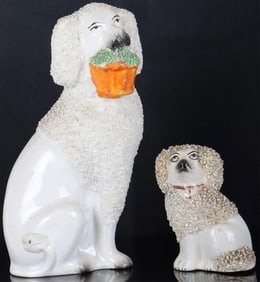 STAFFORDSHIRE CONFETTI COAT ANTIQUE DOG FIGURES