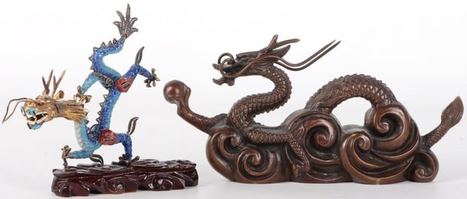 VINTAGE ORNATE ASIAN DRAGON SCULPTURES (2)