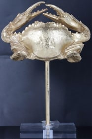 TOMMY BAHAMA GOLDEN CRAB STATUE W/ STAND