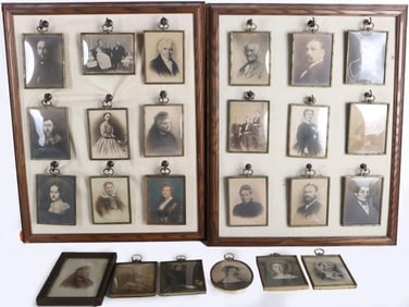 ANTIQUE FRAMED PHOTOS HUNG ON CANVAS - (2)
