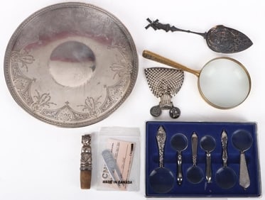 SILVER COLLECTION W/ MAG GLASS', PLATE, MORE