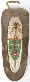 ANTIQUE HANDMADE STONE TILE MOSAIC BRASS LEAF TRAY