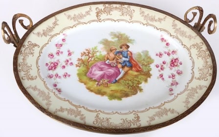 VINTAGE FRENCH HAND-PAINTED SERVING PLATE