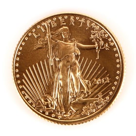 GOLD EAGLE COIN 1/10 OZ FINE GOLD 2013