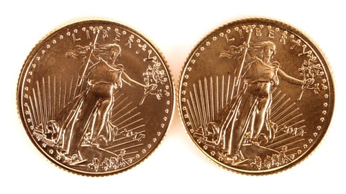 GOLD EAGLE COIN 1/10 OZ FINE GOLD 2013 & 2017 (2