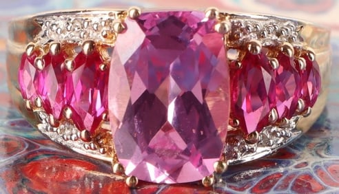 3.25CT SAPPHIRE & RUBY STERLING SILVER LADIES RING