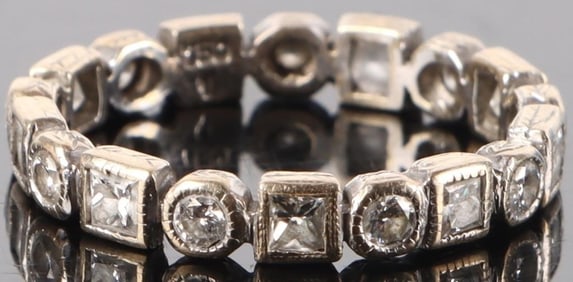18K WHITE GOLD NATURAL DIAMOND CZ LADIES RING