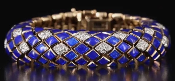 DAVID WEBB 18K ENAMEL BRACELET W/ PLAT SET DIAMOND