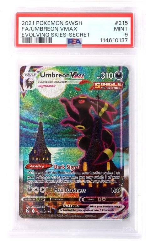 2021 POKEMON SWSH FA/UMBREON VMAX #215 PSA 9 MINT (1 of 3)