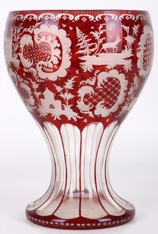 BOHEMIAN RUBY RED MOSER LARGE CRANBERRY GOBLET (1 of 3)