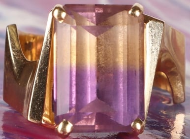 6.0CT AMETRINE 14K YELLOW GOLD MODERN RING