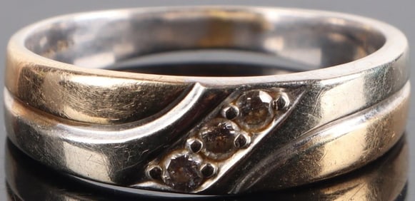 14K YELLOW & WHITE GOLD DIAMOND MEN'S RING