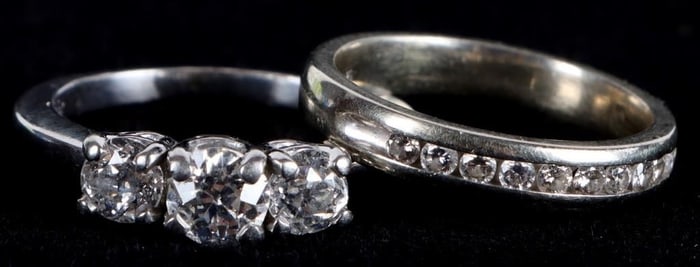 14K WHITE GOLD & PLATINUM DIAMOND BRIDAL RING SET