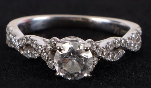 14K WHITE GOLD NATURAL DIAMOND LADIES RING