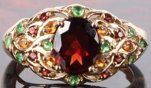 GARNET & SPINEL 10K YELLOW GOLD LADIES RING