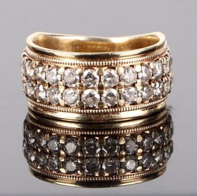 1.82CTW 10K YELLOW GOLD MENS RING W/ 26 DIAMONDS