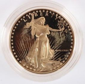 1986 W PF 1 OZT FINE GOLD AMERICAN EAGLE T1 W/ COA