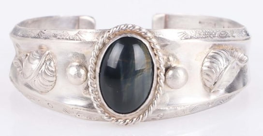 STERLING SILVER LABRADORITE CUFF LADIES BRACELET