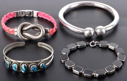 STERLING SILVER ASSORTED LADIES BRACELETS (4)