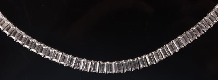 22CTW EMARALD CUT TOPAZ TENNIS LADIES NECKLACE