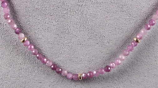 14K YELLOW GOLD RUBY CHIP LADIES NECKLACE