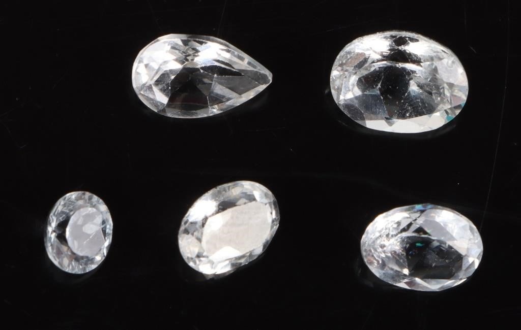 10.4CTW GENUINE LOOSE WHITE SAPPHIRE LOT (5) (1 of 2)
