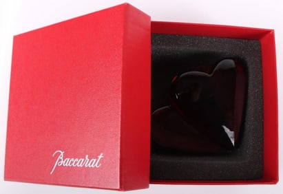 BACCARAT CRYSTAL DOUBLE HEART PAPERWEIGHT W/ BOX