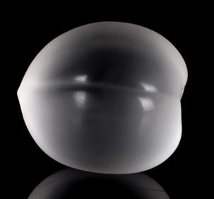 LALIQUE SIGNED FROSTED GLASS PEACH FIGURINE