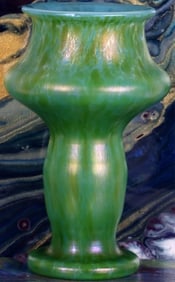 VINTAGE ART NOUVEAU IRIDESCENT GREEN GLASS VASE