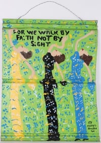 MARY L. PROCTOR 'FOR WE WALK BY FAITH' OIL ON TIN