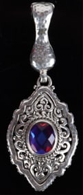 DESIGNER SARDA STERLING SILVER FAUX OPAL PENDANT