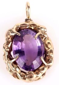 20 X 15.25MM AMETHYST 14K YELLOW GOLD PENDANT