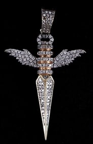 10K YELLOW & WHITE GOLD DIAMOND ANGEL PENDANT