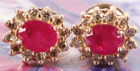 0.24CTW 14K YELLOW GOLD LADIES EARRINGS W/ DIAMOND