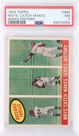 1959 TOPPS MAYS CATCH MAKES #464 PSA 7 CARD