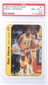 1986 FLLER STICKER MAGIC JOHNSON #7 PSA 8.5