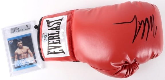 MIKE TYSON SIGNED BOXING GLOVE AND GRADED CARD