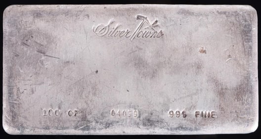 .9999 FINE SILVER 100OZ PURE BAR SILVER TOWNE