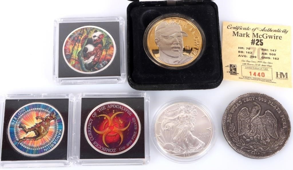 ASSORTED FINE SILVER BULLION COINAGE - (6) (1 of 4)