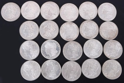 ROLL OF 21 ASSORTED 90% SILVER MORGAN DOLLARS