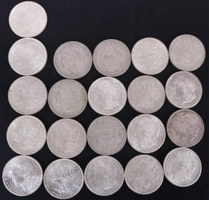 ROLL OF 21 ASSORTED 90% SILVER MORGAN DOLLARS