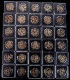ASSORTED WALKING LIBERTY HALF DOLLARS - (30)
