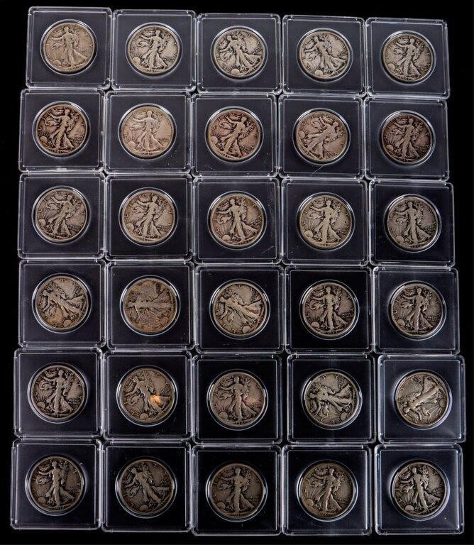 ASSORTED WALKING LIBERTY HALF DOLLARS - (30) (1 of 5)