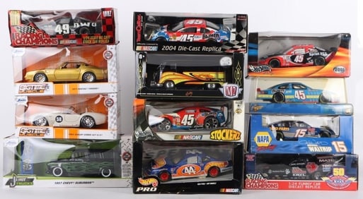 ASSORTED LOT OF 12 DIE CAST CARS NEW IN BOXES