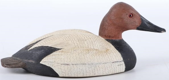 SIGNED C. PARISH CANVASBACK DRAKE DECOY DUCK