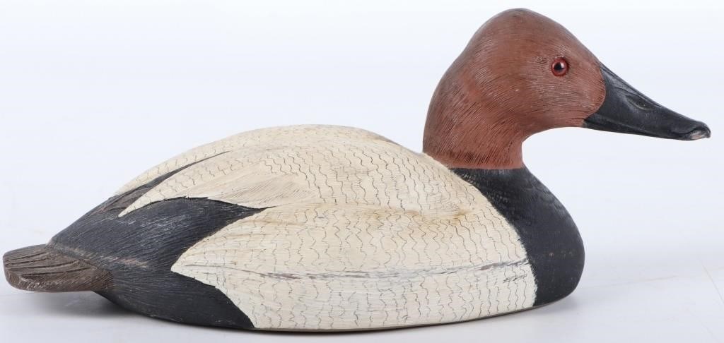 SIGNED C. PARISH CANVASBACK DRAKE DECOY DUCK (1 of 5)