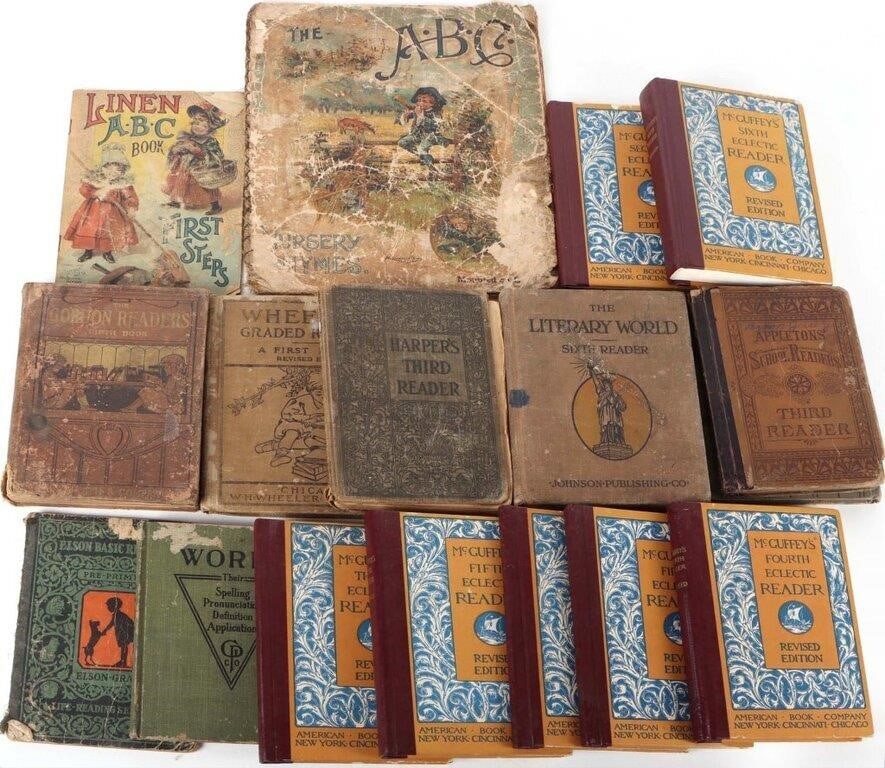 ANTIQUE CHILDRENS EDUCATIONAL MATERIAL LOT (17) (1 of 6)