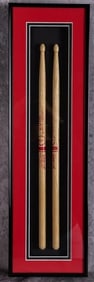 NEIL PEART STAGE USED DRUM STICKS S&A TOUR FRAMED